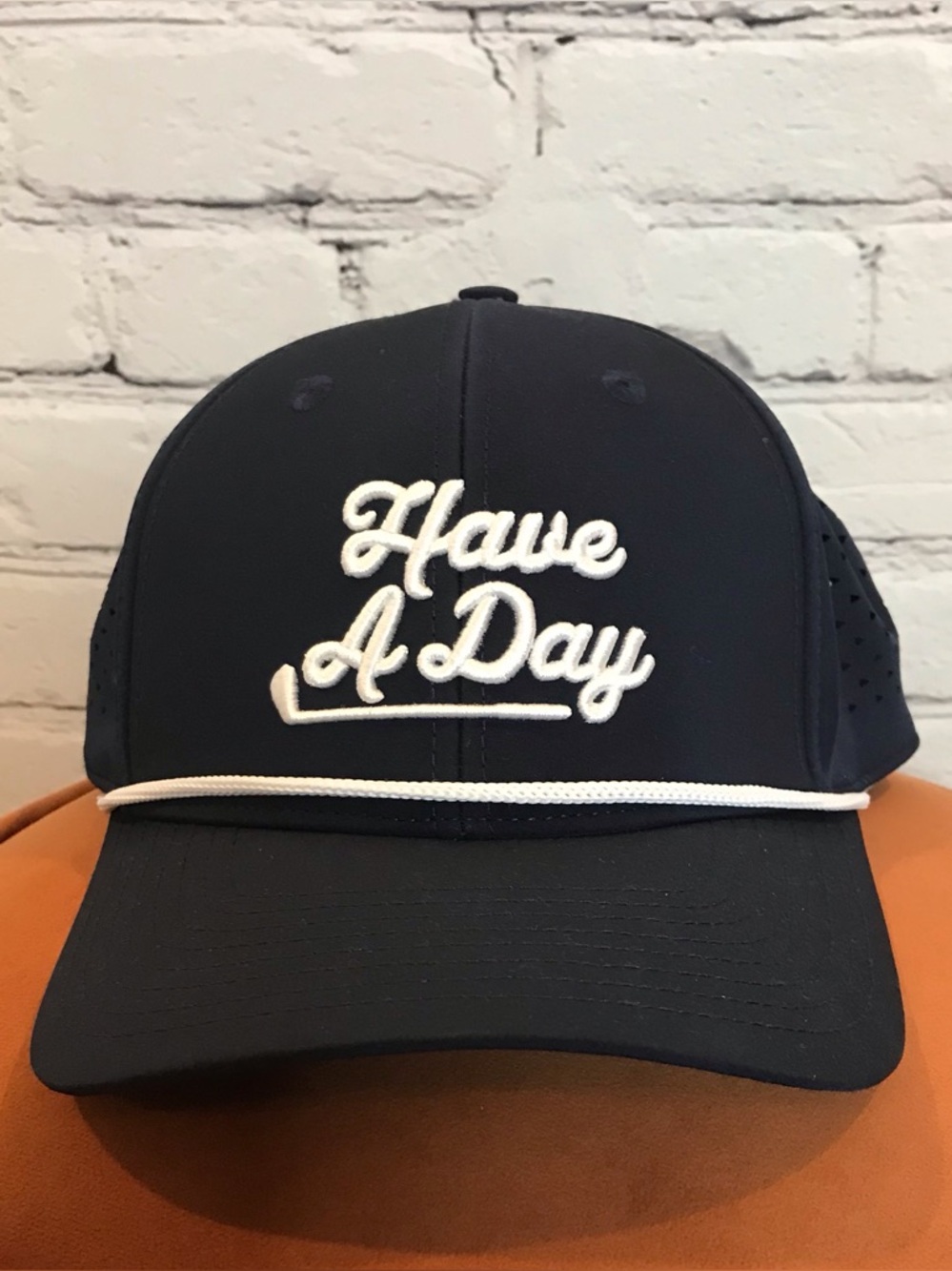 Breezy Golf Have A Day Perforated Rope Hat NWT